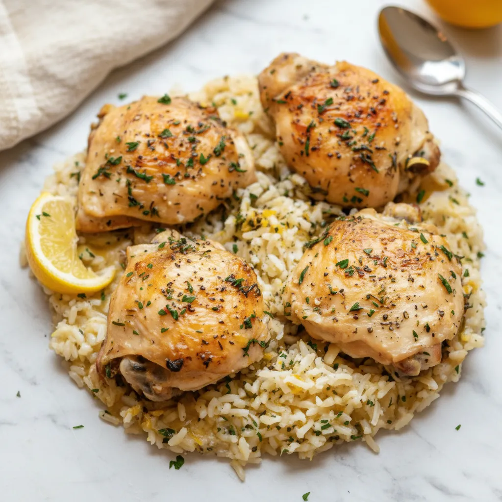 Slow Cooker Lemon Herb Chicken and Rice Recipe
